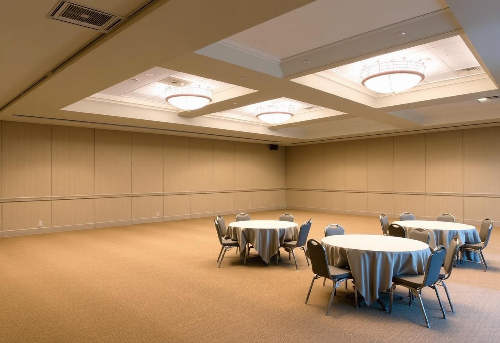 Empty undecorated ballroom before transformation